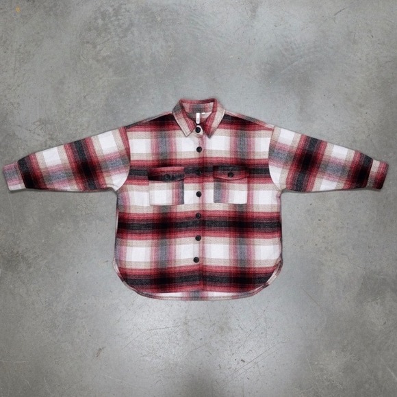 Elan Jackets & Blazers - Elan Riley Plaid Shacket Oversized Cozy Cabincore Lined Jacket Red Medium